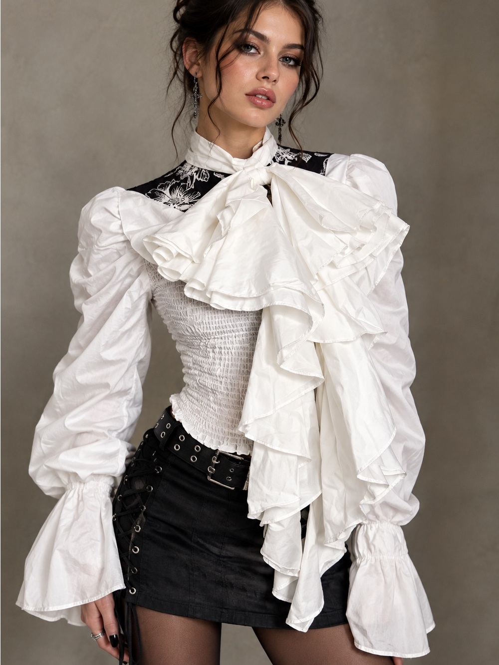 Over-the-top Ruffle Blouse White Women Large L